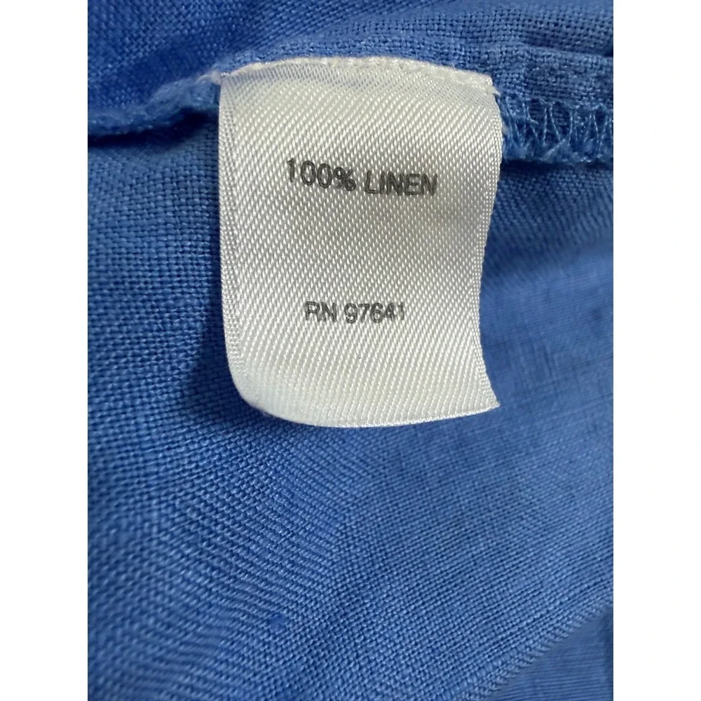 J.Jill Love Linen shirt Womens size 3X Blue 100% Linen Top Long sleeve EUC‎